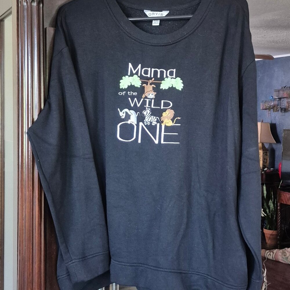 Ladies black "sweatshirt", XL/EG, Orvis.